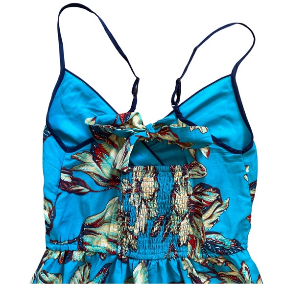 Land of the Free Turquoise Blue Tropical Print Spaghetti Strap High Low Dress XS - Picture 8 of 9